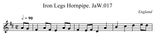 Iron Legs Hornpipe. JaW.017 - staff notation