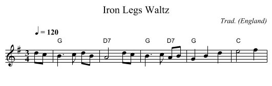 Iron Legs Waltz - staff notation