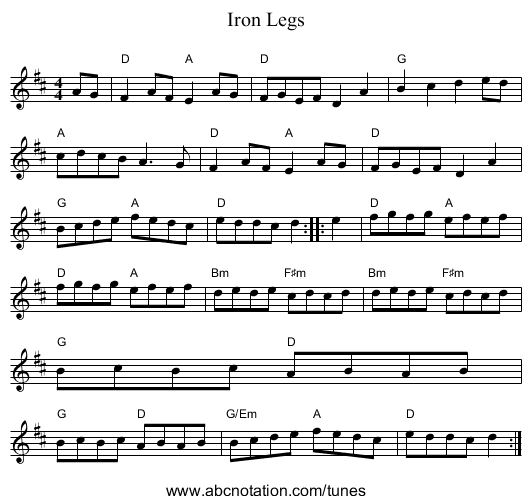Iron Legs - staff notation