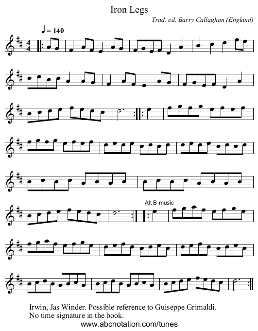 Iron Legs - staff notation