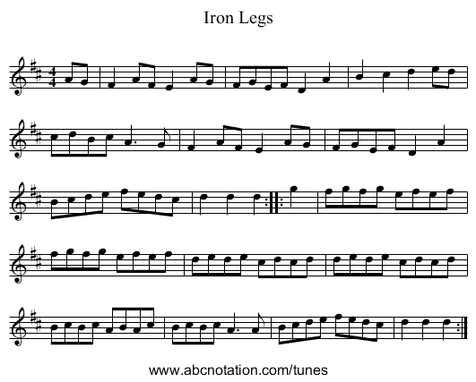 Iron Legs - staff notation