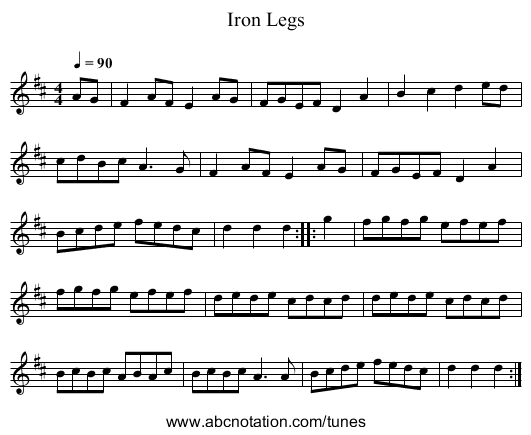 Iron Legs - staff notation