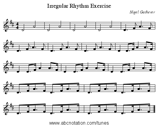 Irregular Rhythm Exercise - staff notation