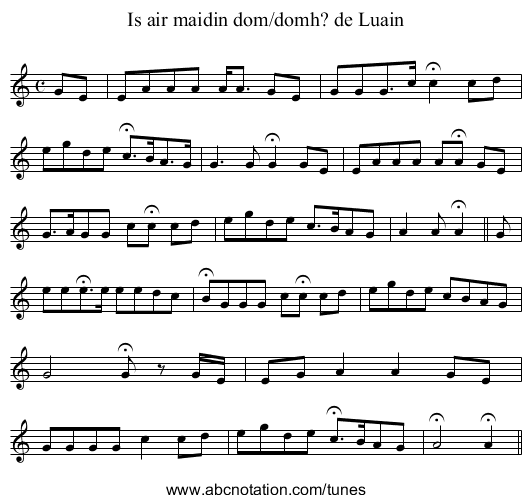 Is air maidin dom/domh? de Luain - staff notation
