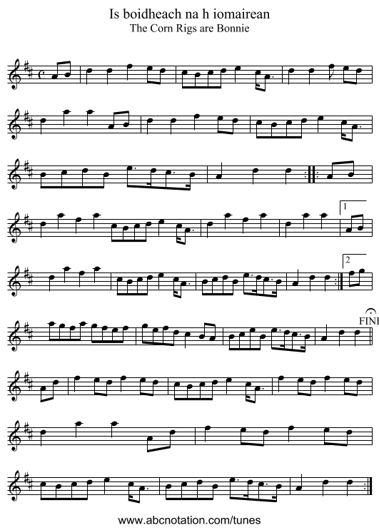 Is boidheach na h iomairean - staff notation