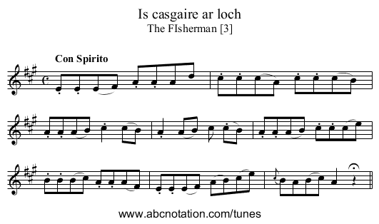 Is casgaire ar loch - staff notation