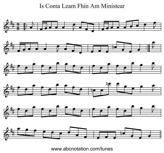 Is Coma Leam Fhìn Am Ministear - staff notation