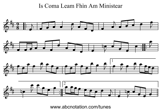Is Coma Leam Fhìn Am Ministear - staff notation