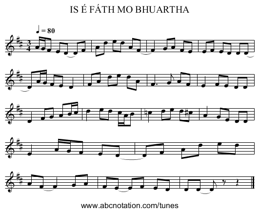 IS É FÁTH MO BHUARTHA - staff notation