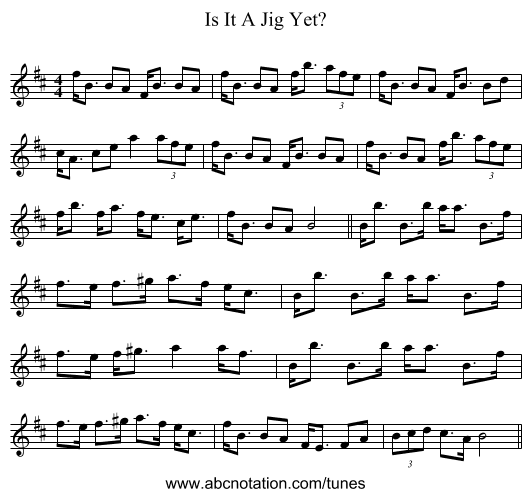 Is It A Jig Yet? - staff notation