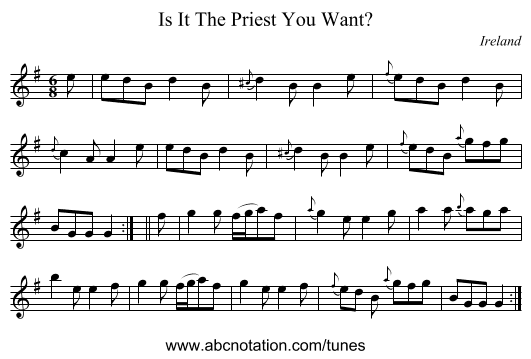 Is It The Priest You Want? - staff notation