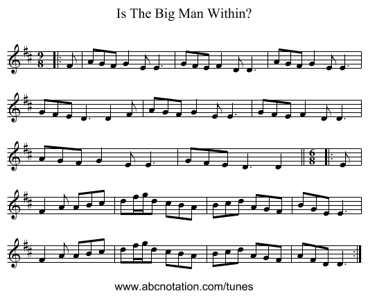 Is The Big Man Within? - staff notation