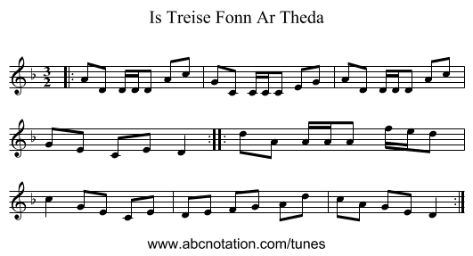 Is Treise Fonn Ar Theda - staff notation