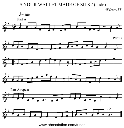 IS YOUR WALLET MADE OF SILK? (slide) - staff notation