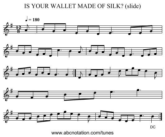 IS YOUR WALLET MADE OF SILK? (slide) - staff notation