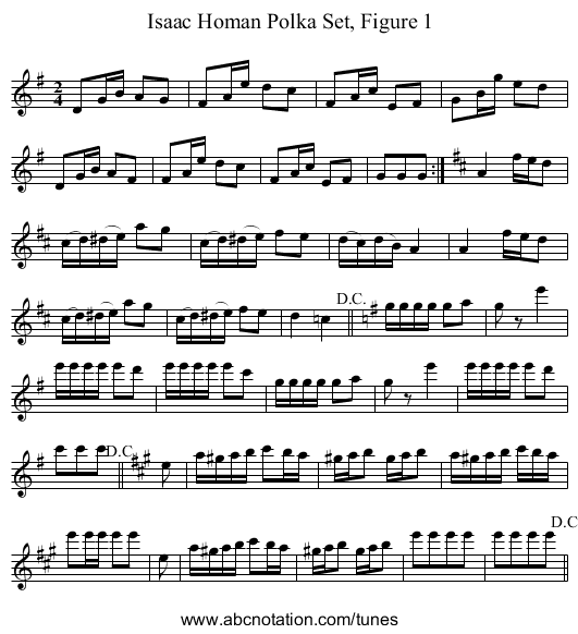 Isaac Homan Polka Set, Figure 1 - staff notation