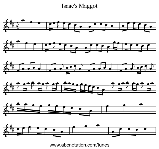 Isaac's Maggot - staff notation