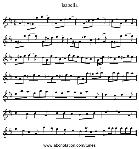 Isabella - staff notation