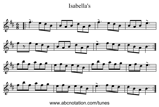 Isabella's - staff notation