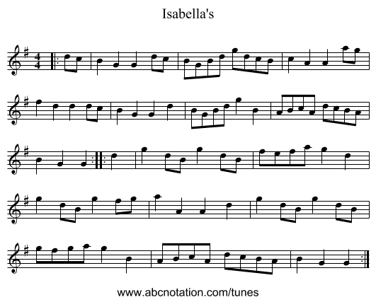 Isabella's - staff notation