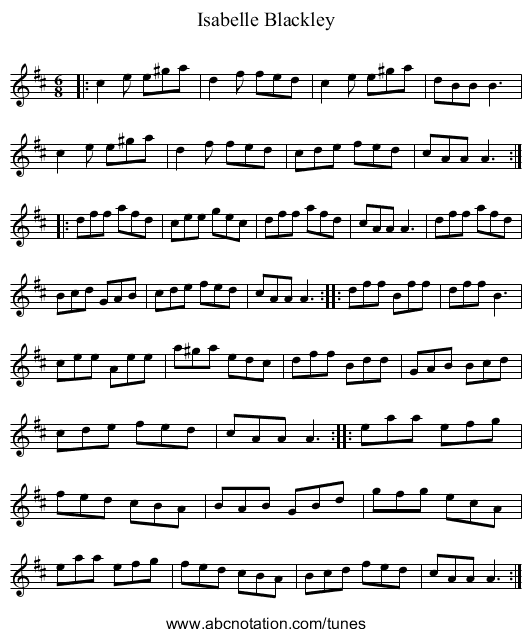 Isabelle Blackley - staff notation