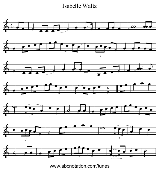 Isabelle Waltz - staff notation