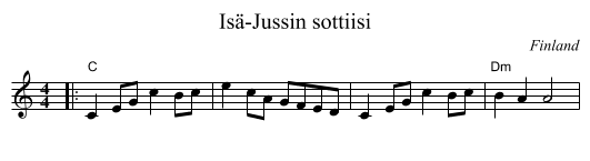 Is&auml;-Jussin sottiisi - staff notation