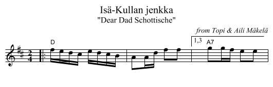 Is&auml;-Kullan jenkka - staff notation