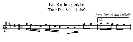 Is&auml;-Kullan jenkka - staff notation