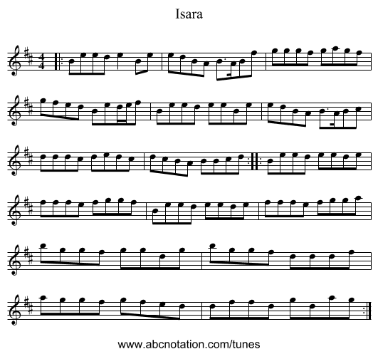Isara - staff notation