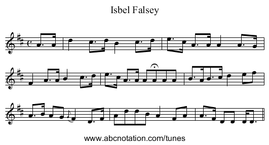 Isbel Falsey - staff notation