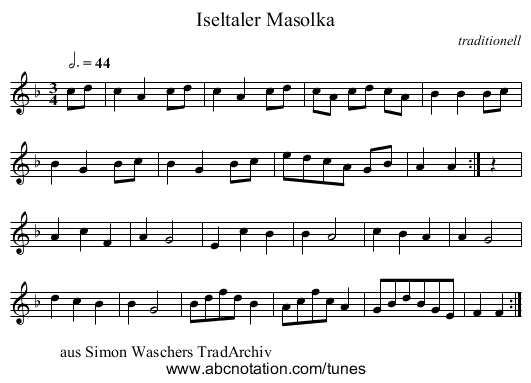 Iseltaler Masolka - staff notation