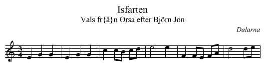 Isfarten - staff notation