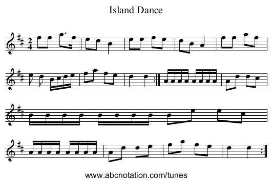 Island Dance - staff notation