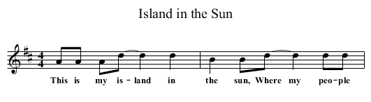 Island in the Sun - staff notation