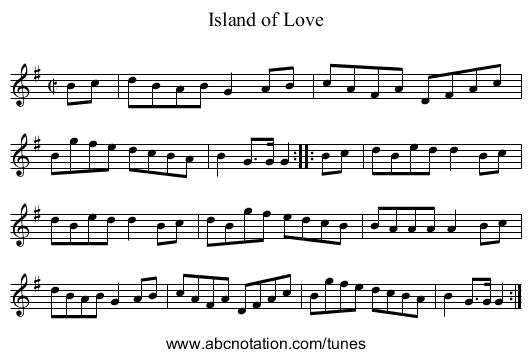 Island of Love - staff notation