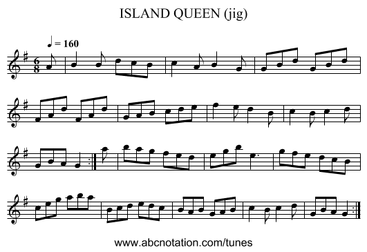 ISLAND QUEEN (jig) - staff notation