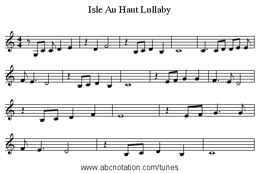 Isle Au Haut Lullaby - staff notation