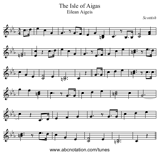 Isle of Aigas, The - staff notation