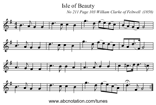Isle of Beauty - staff notation