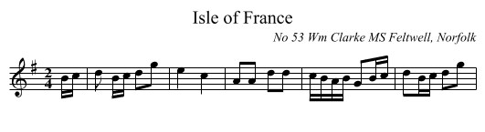Isle of France - staff notation