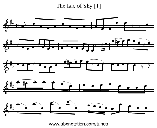 Isle of Sky [1], The - staff notation
