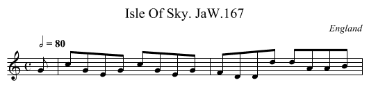 Isle Of Sky. JaW.167 - staff notation