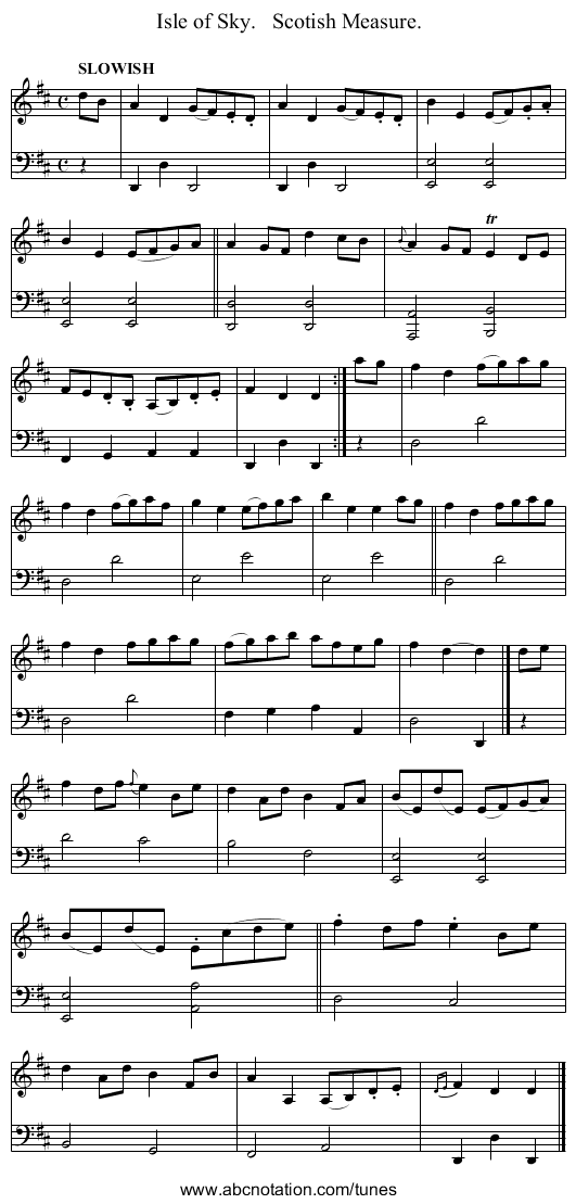 Isle of Sky.   Scotish Measure. - staff notation