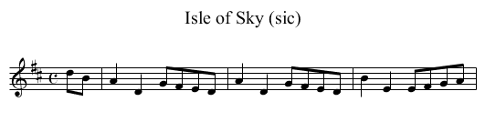 Isle of Sky (sic) - staff notation