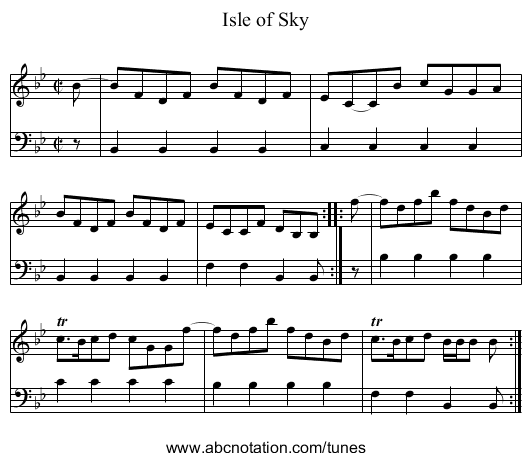 Isle of Sky - staff notation