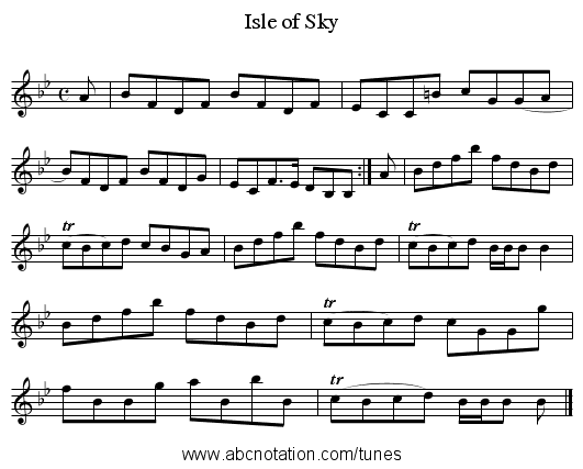 Isle of Sky - staff notation