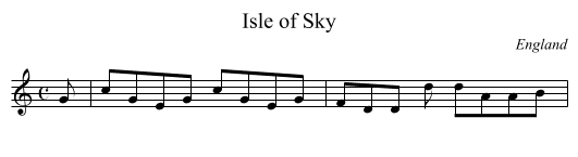 Isle of Sky - staff notation