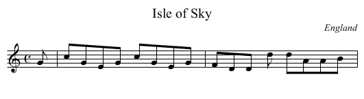 Isle of Sky - staff notation