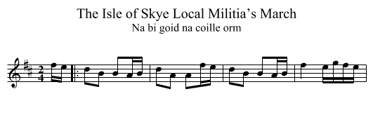 Isle of Skye Local Militia’s March, The - staff notation